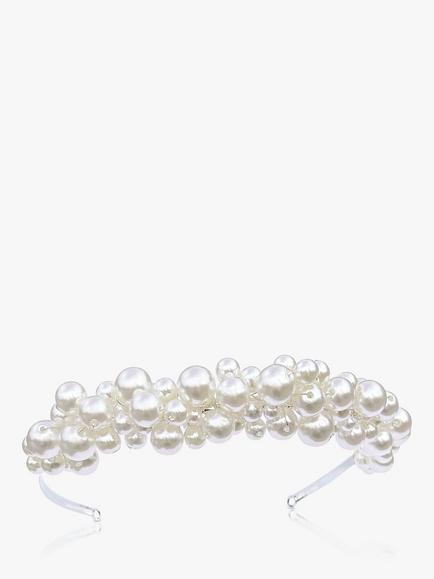 Ivory & Co. Odyssey Silver Plated Faux Pearl Tiara, Silver, Silver