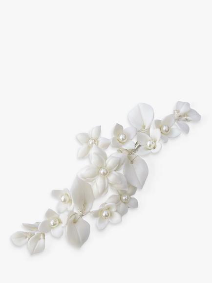 Ivory & Co. Snowdrop Silver Plated Faux Pearl Hair Clip, Silver, Silver