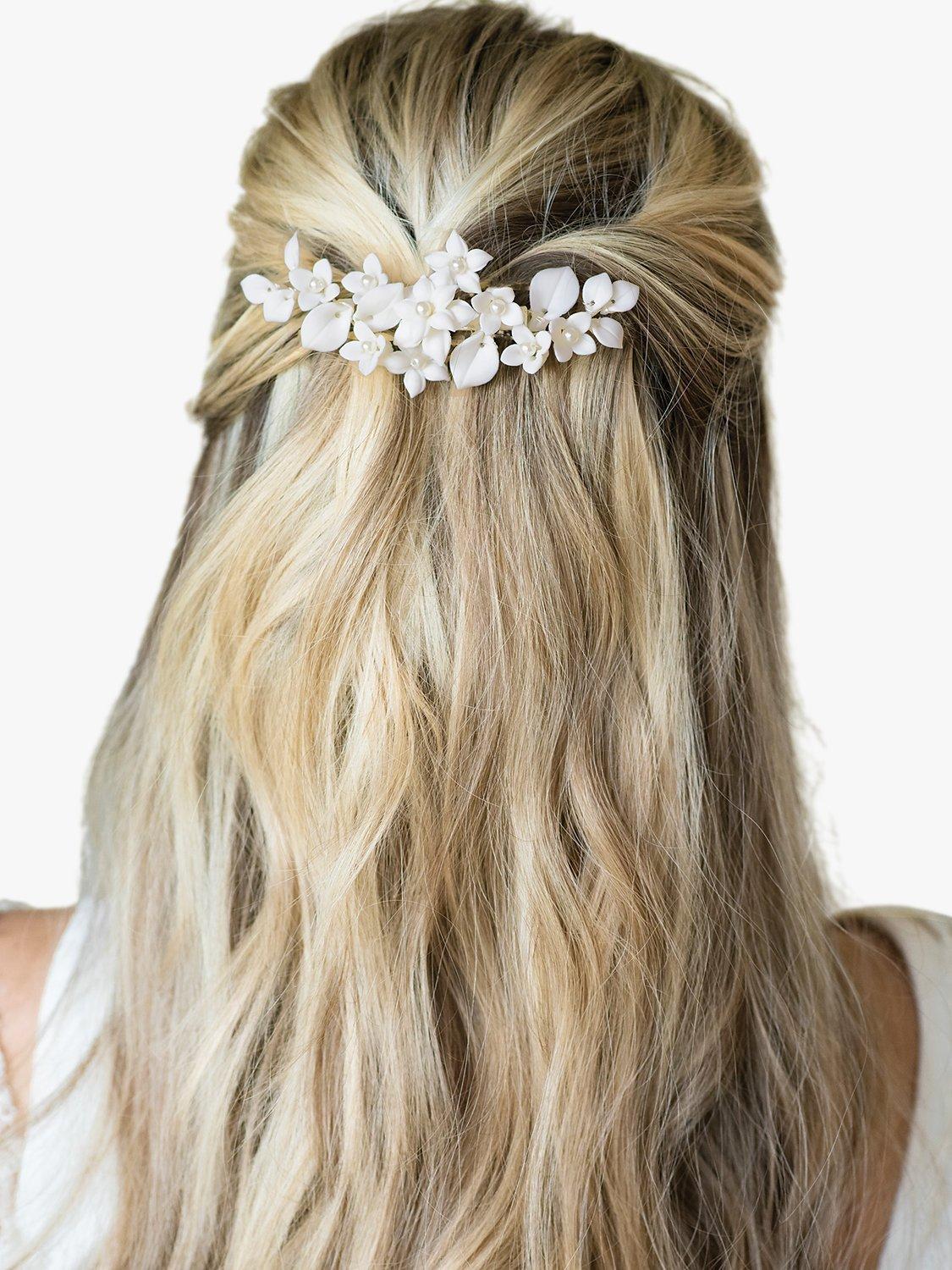 Product image 3 of 5, which shows Ivory & Co. Snowdrop Silver Plated Faux Pearl Hair Clip, Silver