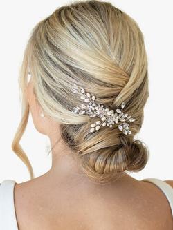 Ivory & Co. Shimmer Crystal Silver Plated Hair Slide, Silver - view 2, Silver