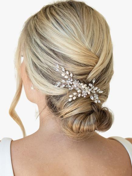 Ivory & Co. Shimmer Crystal Silver Plated Hair Slide, Silver - view 2, Silver