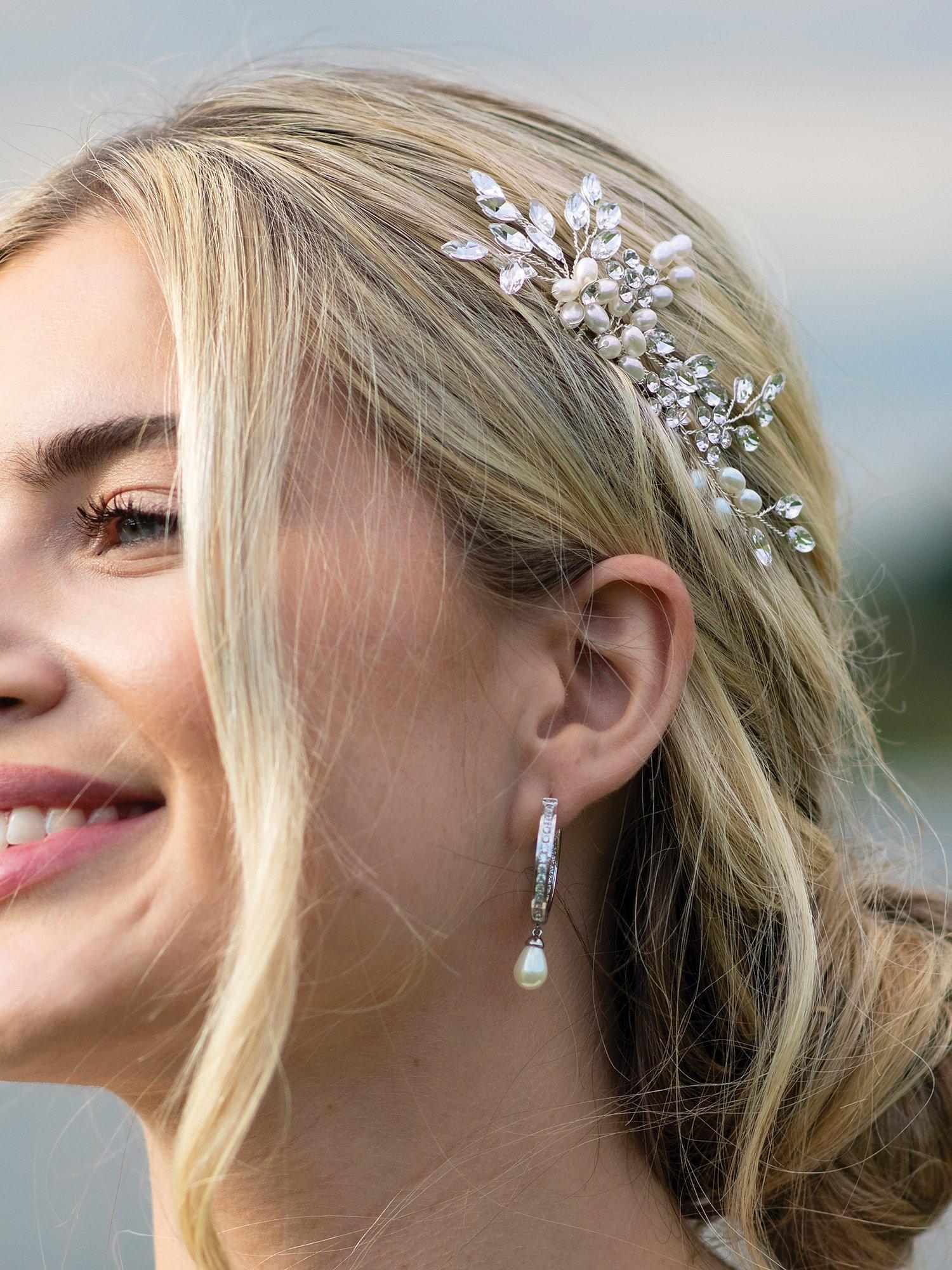 Product image 5 of 6, which shows Ivory & Co. Shimmer Crystal Silver Plated Hair Slide, Silver
