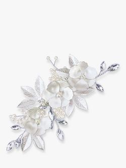 Ivory & Co. Gardenia Crystal Silver Plated Hair Clip, Silver, Silver
