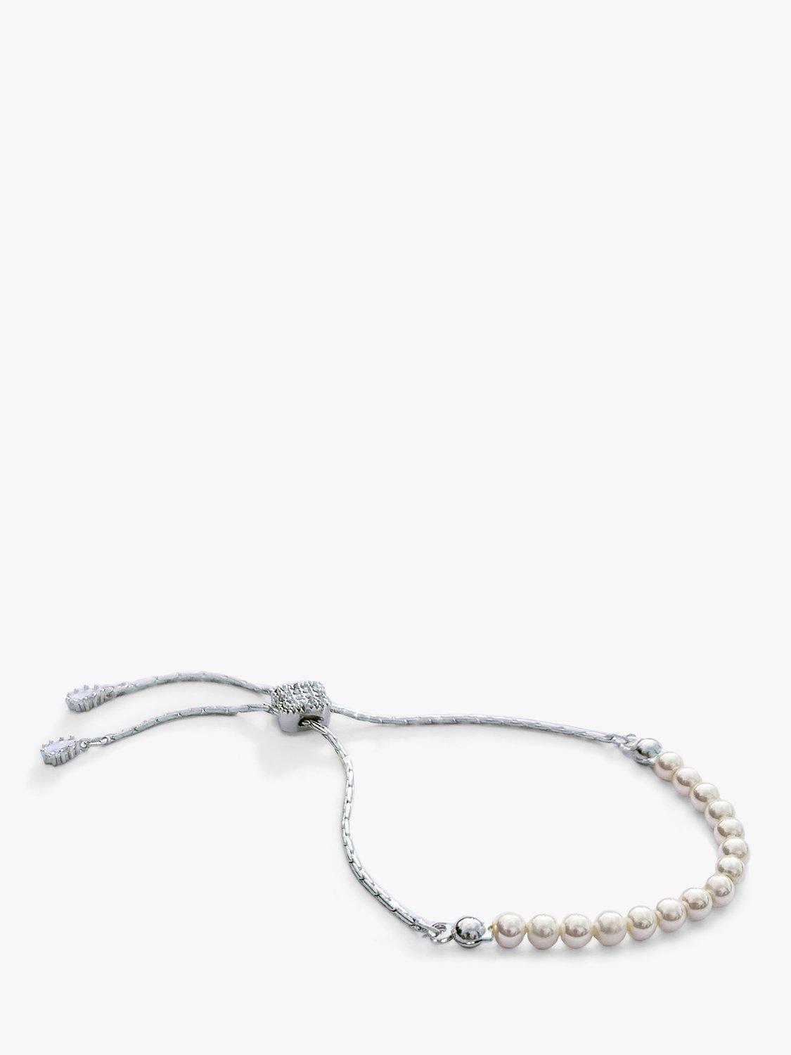 Product image 1 of 5, which shows Ivory & Co. Carlisle Faux Pearl Beaded Bracelet, Silver