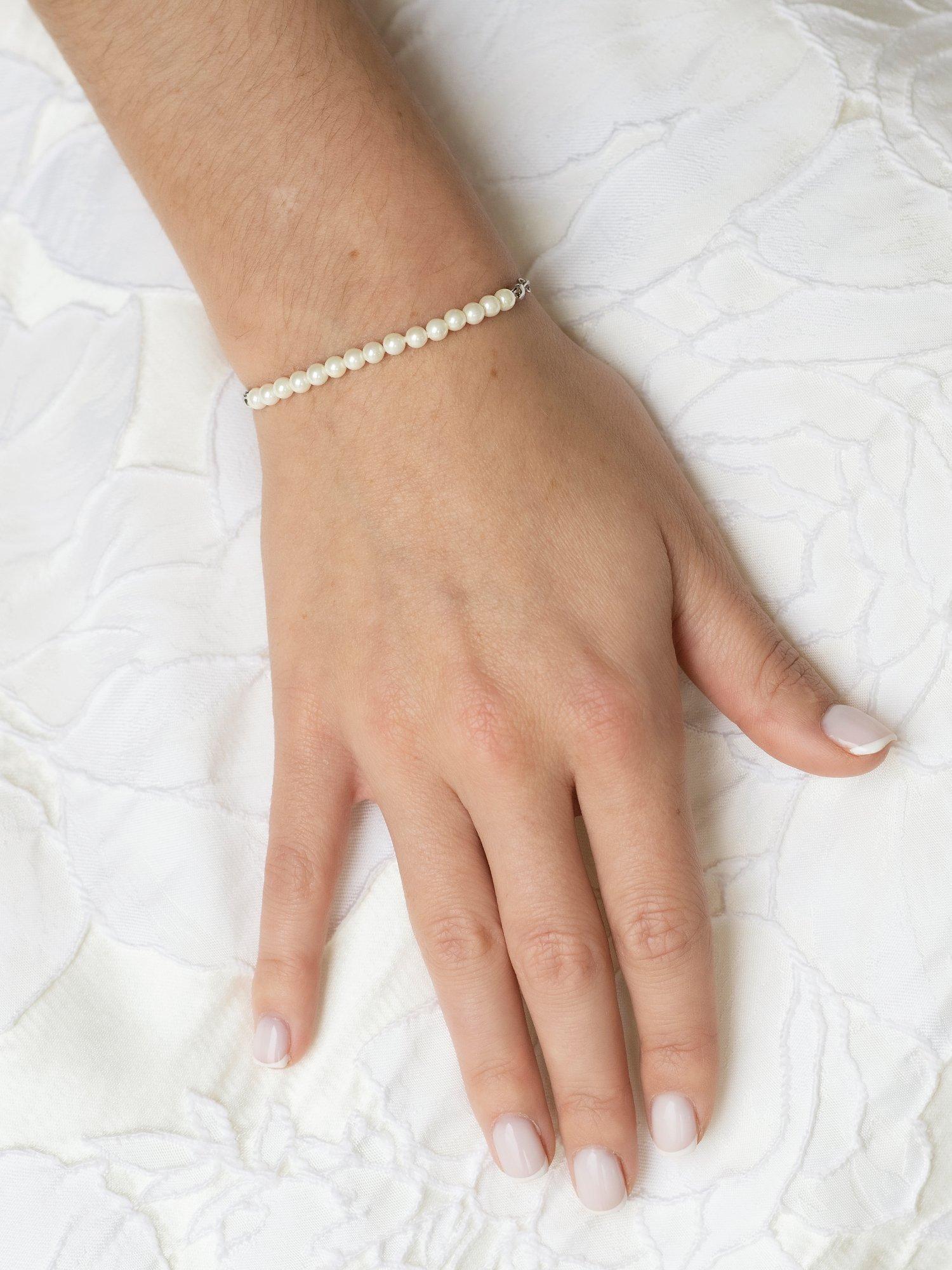 Product image 4 of 5, which shows Ivory & Co. Carlisle Faux Pearl Beaded Bracelet, Silver
