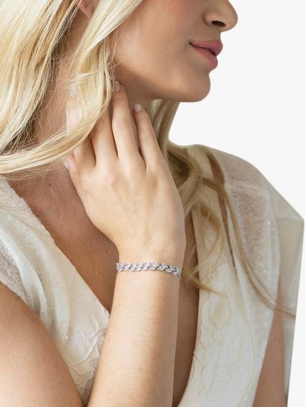 Ivory & Co. Glastonbury Crystal Leaf Bracelet - view 2, Silver