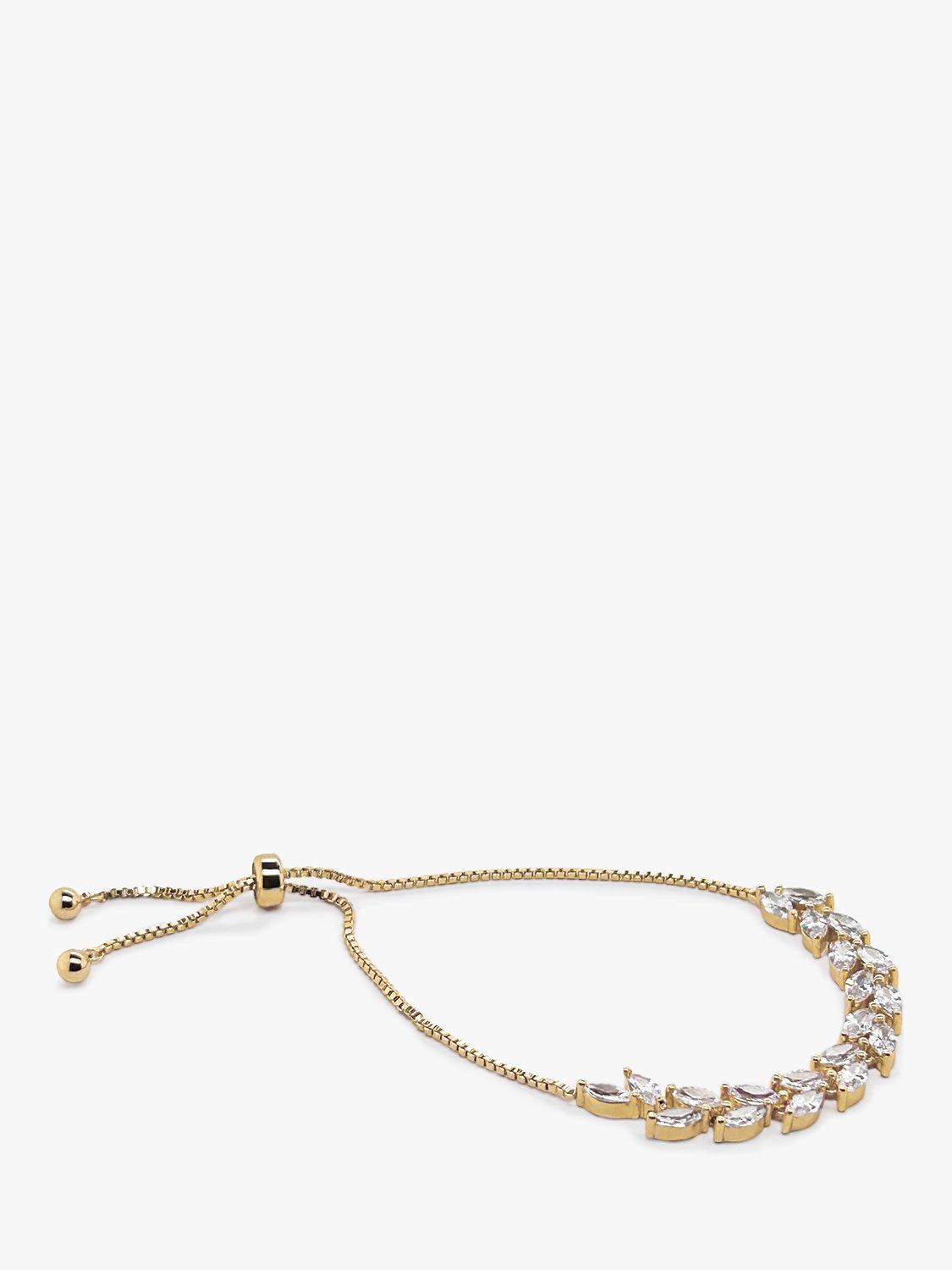 Product image 1 of 5, which shows Ivory & Co. Glastonbury Crystal Leaf Bracelet, Gold