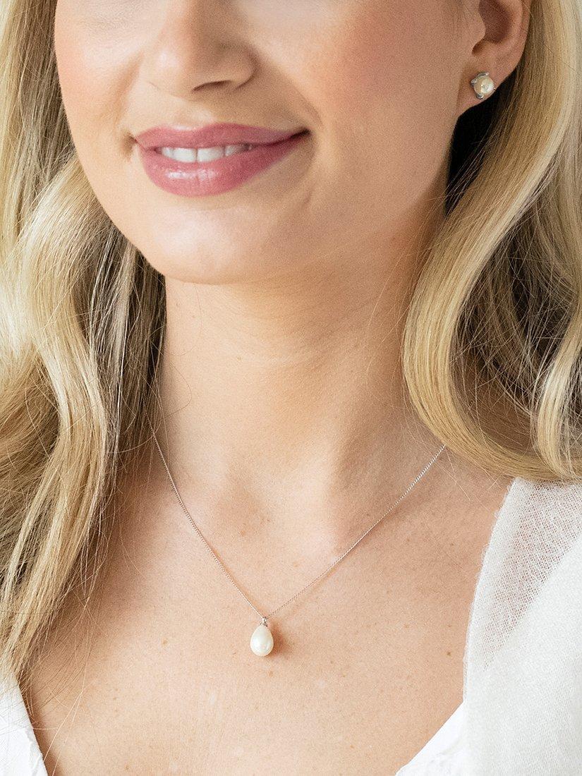 Product image 2 of 5, which shows Ivory & Co. Westbury Faux Pearl Pendant Necklace, Silver