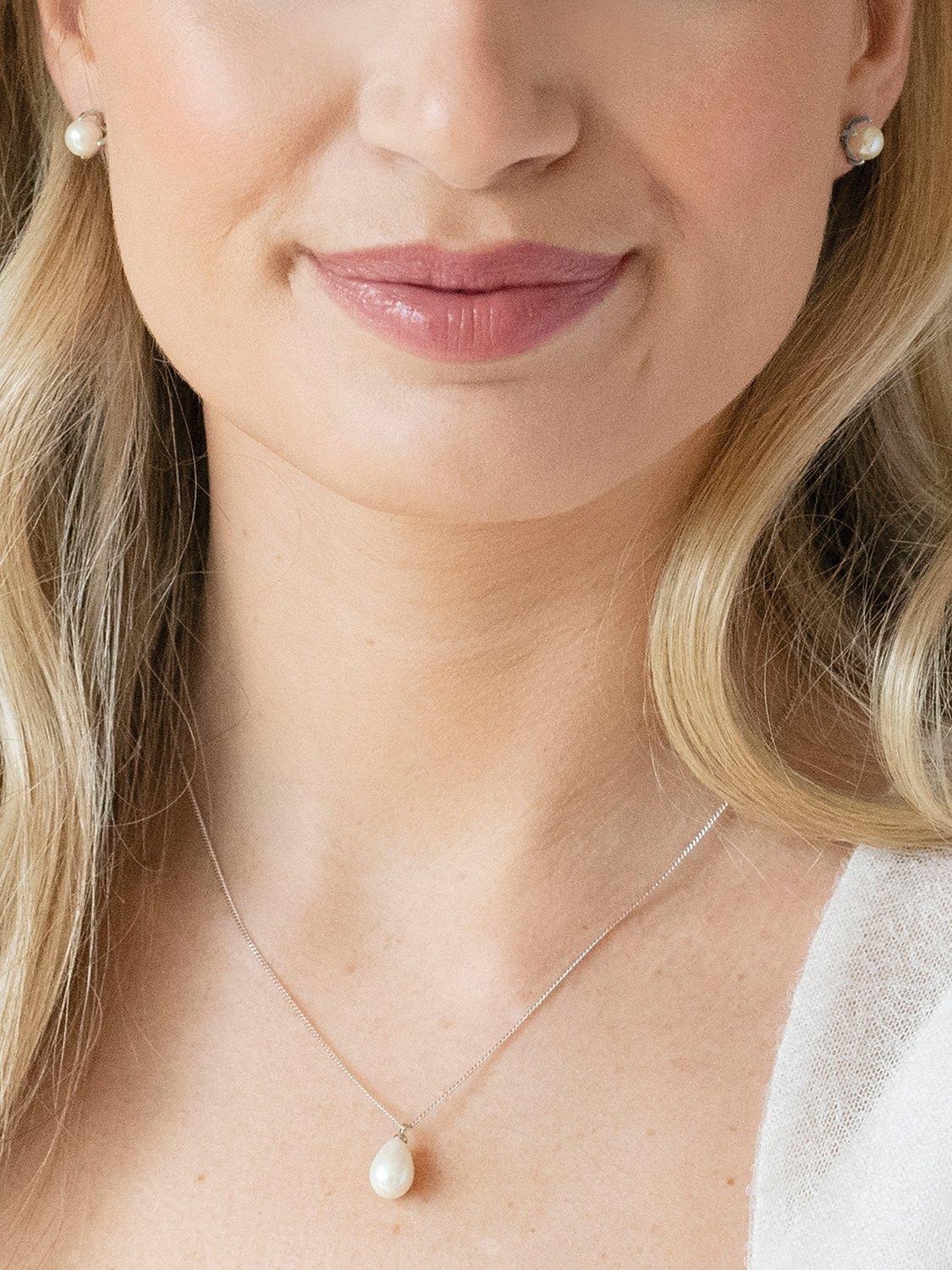 Product image 3 of 5, which shows Ivory & Co. Westbury Faux Pearl Pendant Necklace, Silver