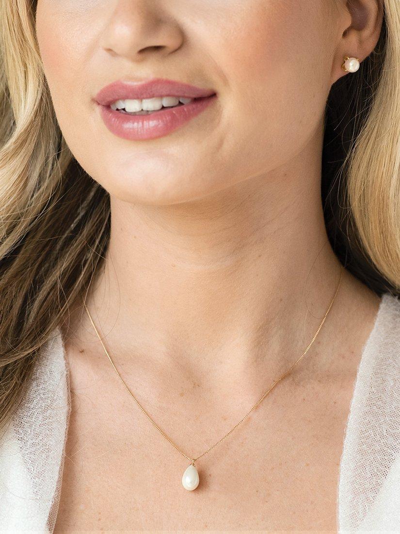 Product image 2 of 5, which shows Ivory & Co. Westbury Faux Pearl Pendant Necklace, Gold