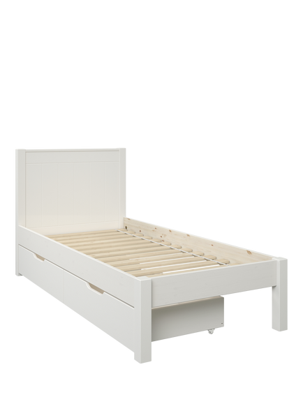Stompa Classic Wooden Bed Frame with Pair of Drawers, Single - view 2, White