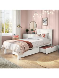 Stompa Classic Wooden Bed Frame with Pair of Drawers, Single, White