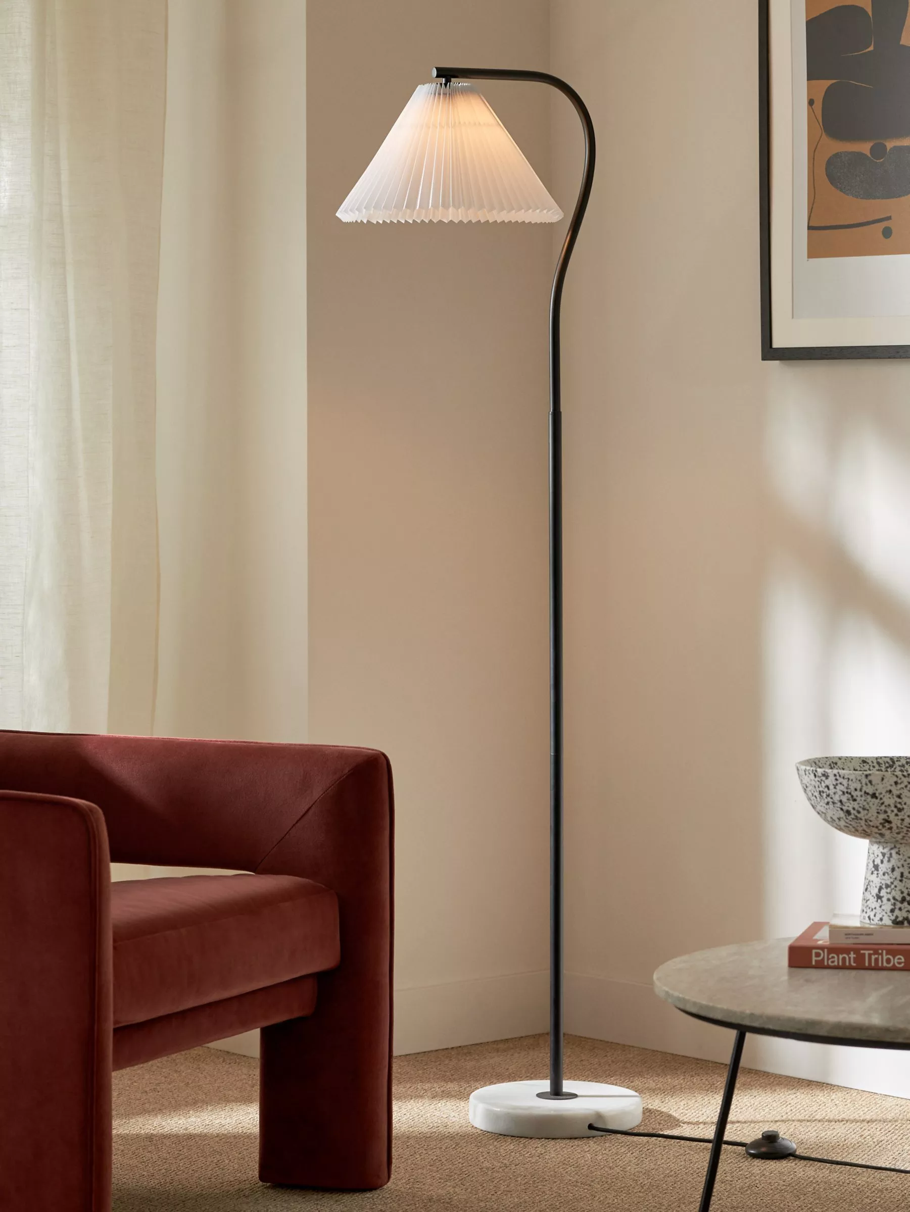 John Lewis Marble Pleat Floor Lamp Matt Black
