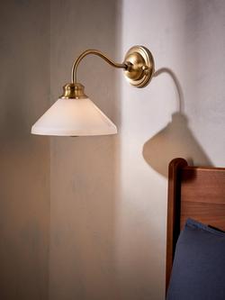 John Lewis Tula Opaline Wall Light, Matt Antique Brass - view 2, Matt Antique Brass