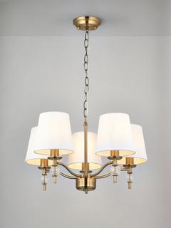 John Lewis Haverstock 5 Arm Pendant Ceiling Light, Antique Brass
