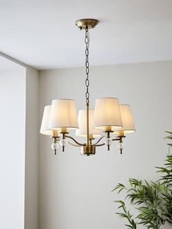 John Lewis Haverstock 5 Arm Pendant Ceiling Light, Antique Brass - view 2, Antique Brass