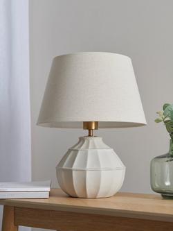 John Lewis Notton Scallop Table Lamp, Distressed White - view 2, Distressed White