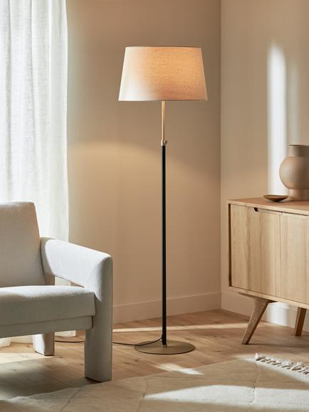John Lewis Decorah Telescopic Floor Lamp, Painted Black/Brass - view 2, Painted Black/Brass