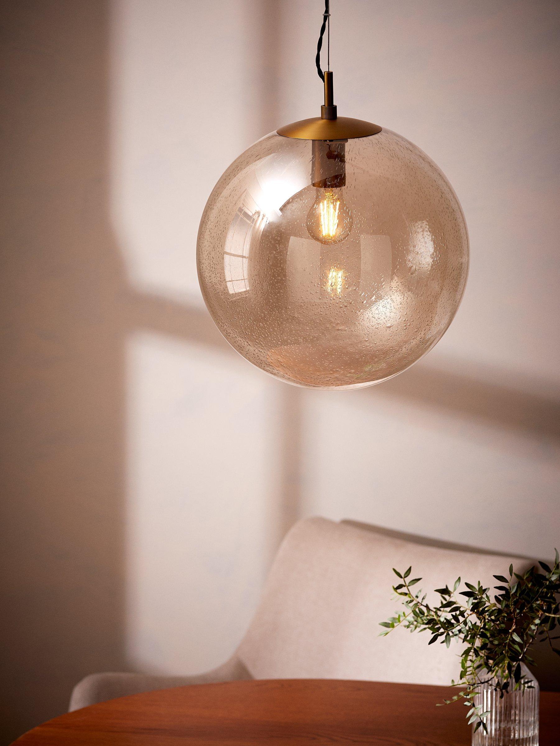 John Lewis Champagne Bubble Glass Pendant Ceiling Light Champagne Warm Brass