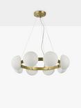 John Lewis Eclipse 8 Hoop Pendant Ceiling Light, Warm Brass/Opal