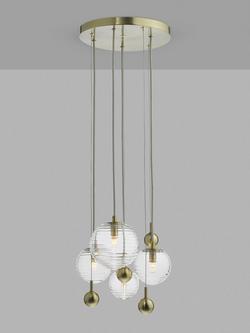John Lewis Ripples 4 Cluster Ceiling Light, Brass/Clear, Brass/Clear