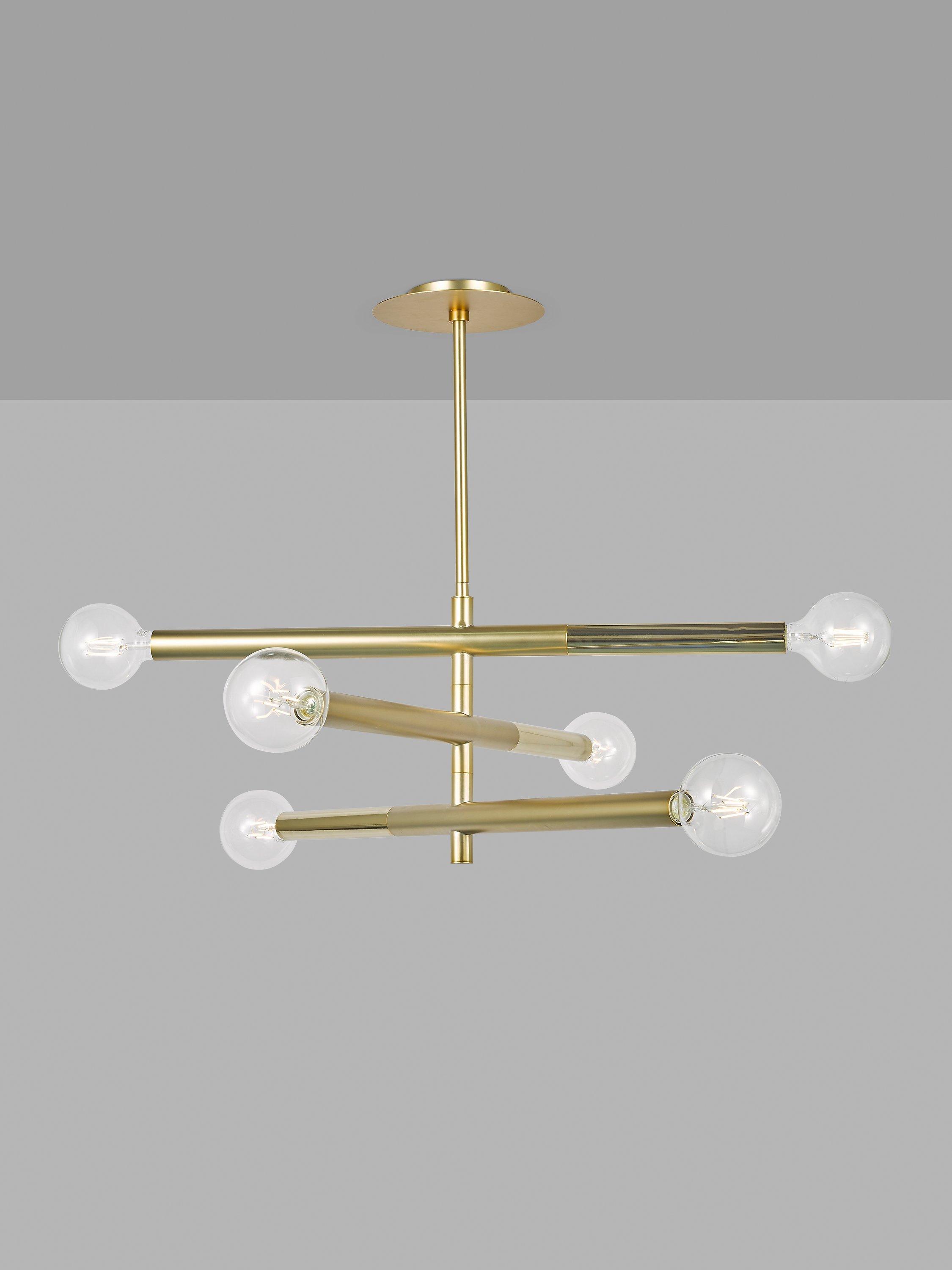 Swoon Collins Sputnik 6 Arm Ceiling Light, Gold