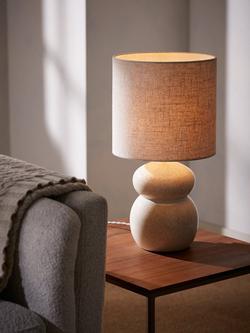 John Lewis Speckle Ceramic Table Lamp, White - view 2, White