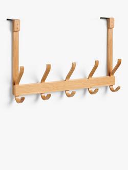 John Lewis Bamboo Over Door Hanging Rack, 5 Hooks, Natural, Bamboo