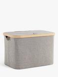 John Lewis Bamboo Rim Lidded Storage Basket, H25 x W38 x D26cm