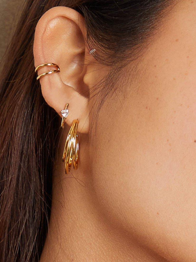Product image 2 of 2, which shows Astrid & Miyu Simple Double Row Single Ear Cuff Earring, Gold