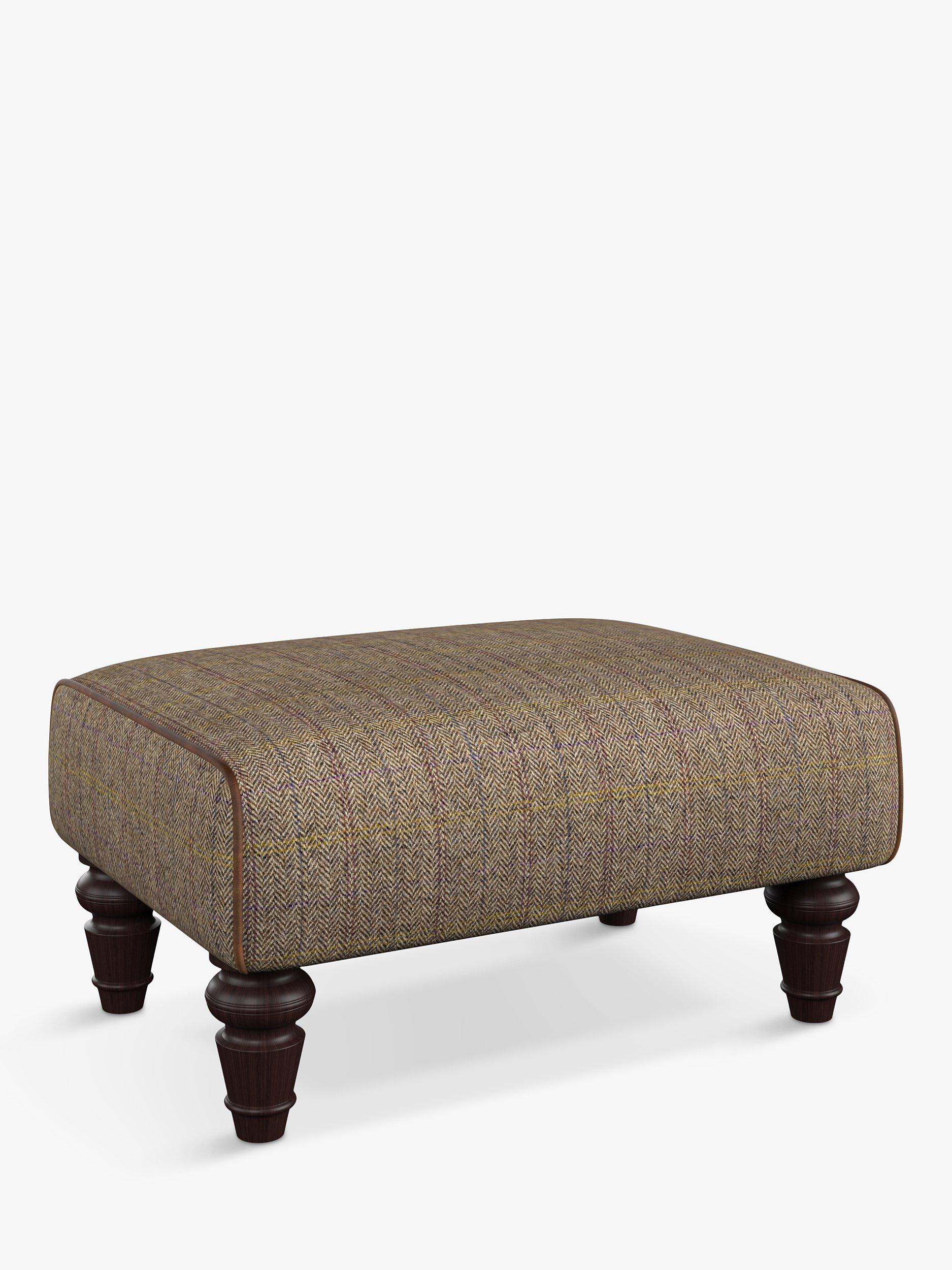 Lewis Range, Tetrad Lewis Footstool, Mahogany Leg, Willow Herringbone