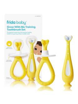 Frida Grow-With-Me Oral Care Training Toothbrush Set, Multi, Yellow