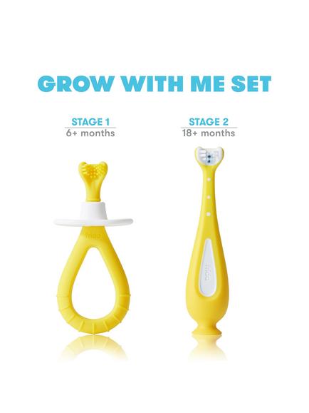 Frida Grow-With-Me Oral Care Training Toothbrush Set, Multi - view 2, Yellow