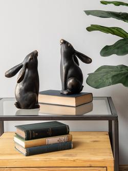 Libra Interiors Hare Bookend Sculpture, Set of 2, Metallic Bronze - view 2, Metallic Bronze