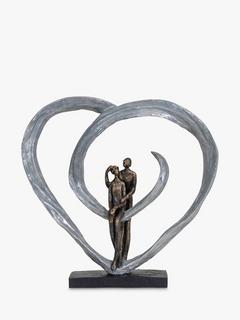 Libra Interiors Love Sculpture In Circular Heart, Metallic Bronze
