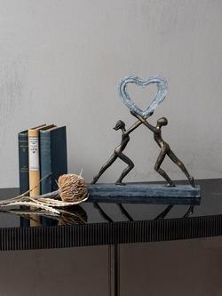 Libra Interiors Uplifting Love Couple with Heart Resin Sculpture, Metallic Bronze - view 2, Metallic Bronze