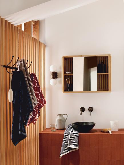 John Lewis Mirrored Slatted Bathroom Cabinet - view 2, Natural