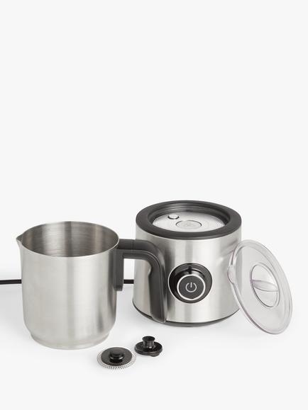 John Lewis Milk Frother, Black/Silver - view 2, Black/Silver