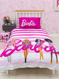 Barbie Easy Care Reversible Duvet Cover and Pillowcase Set, Single Set - view 2, Pink/White