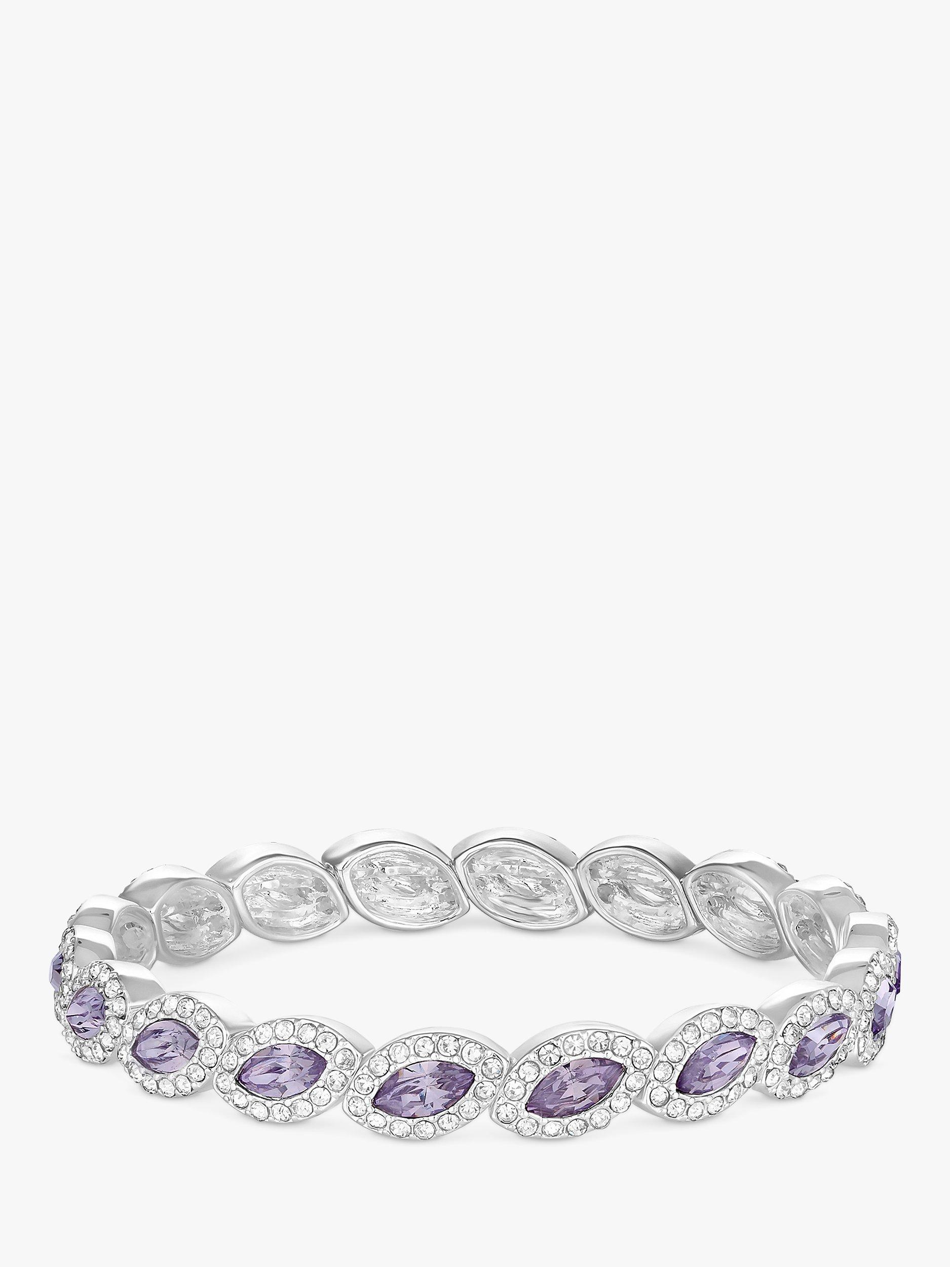 Product image 1 of 1, which shows Jon Richard Lavender and Crystal Navette Stretch Bracelet, Silver