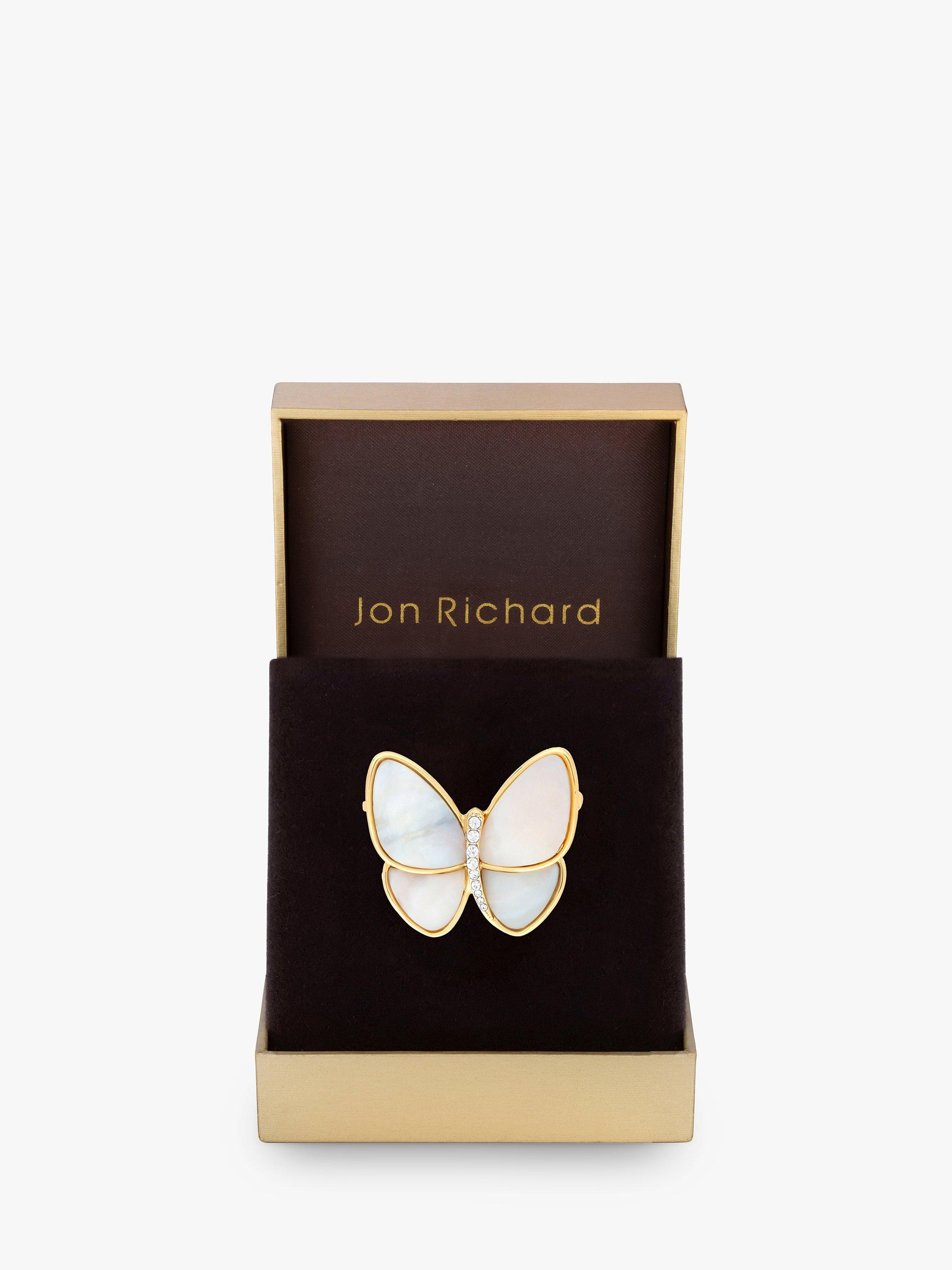 Jon Richard Mother of Pearl & Crystal Butterfly Brooch, Gold