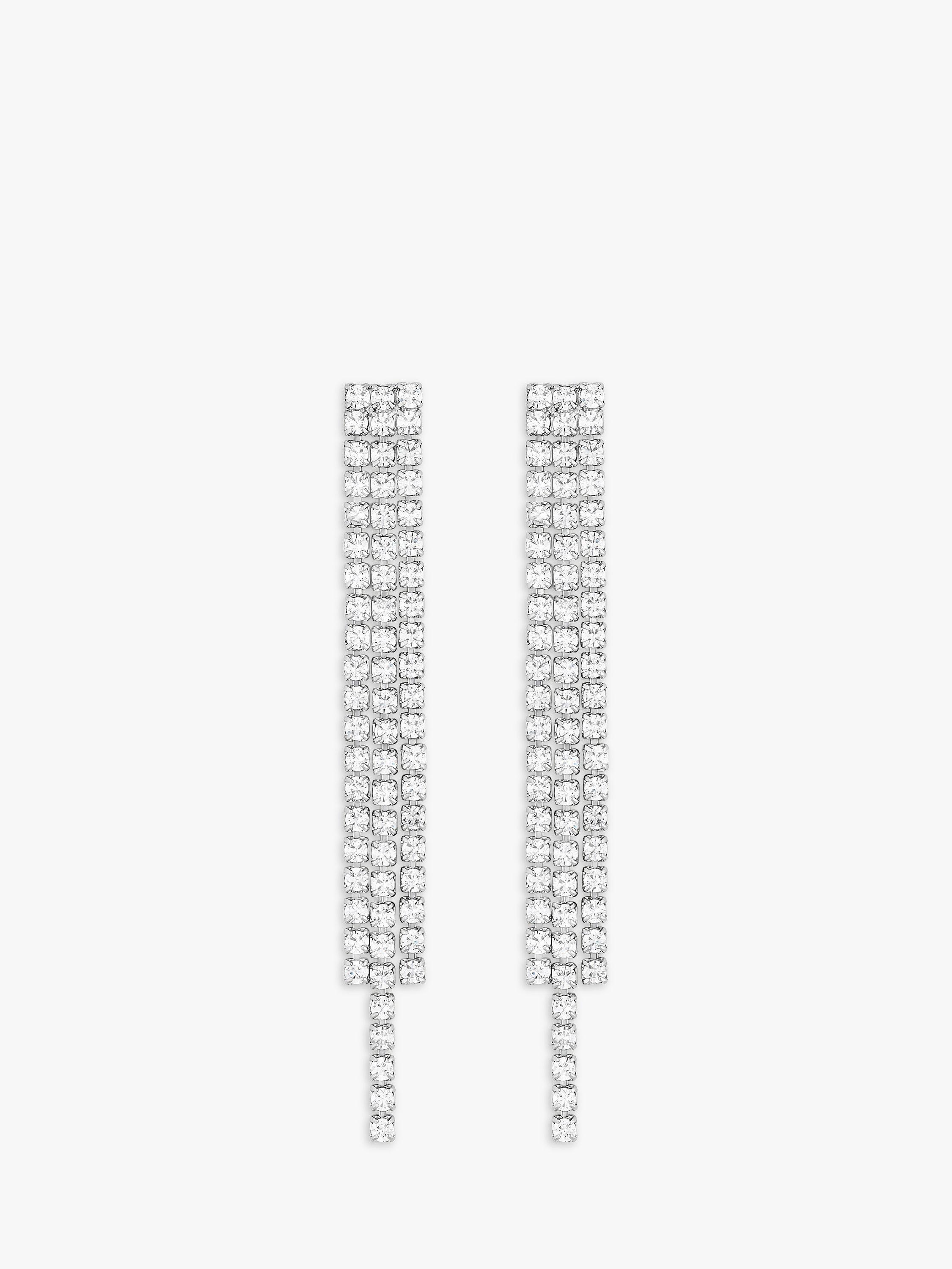 Product image 1 of 2, which shows Jon Richard Rhodium Plated Cubic Zirconia Shower Drop Earrings, Silver