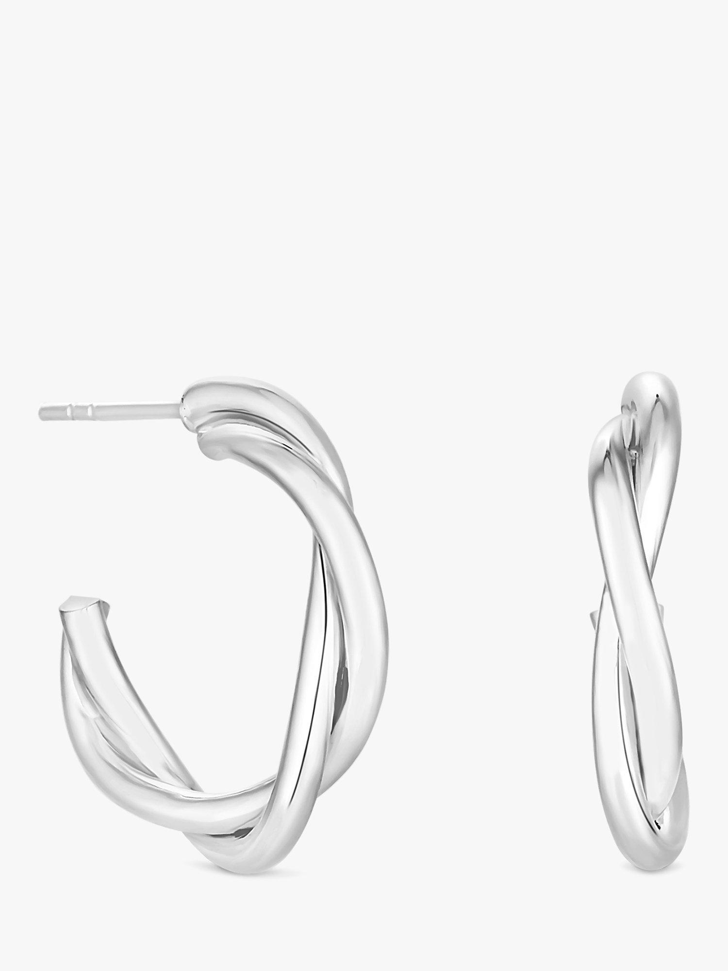 Jon Richard Silver Plated Twist Hoop Earrings, Silver