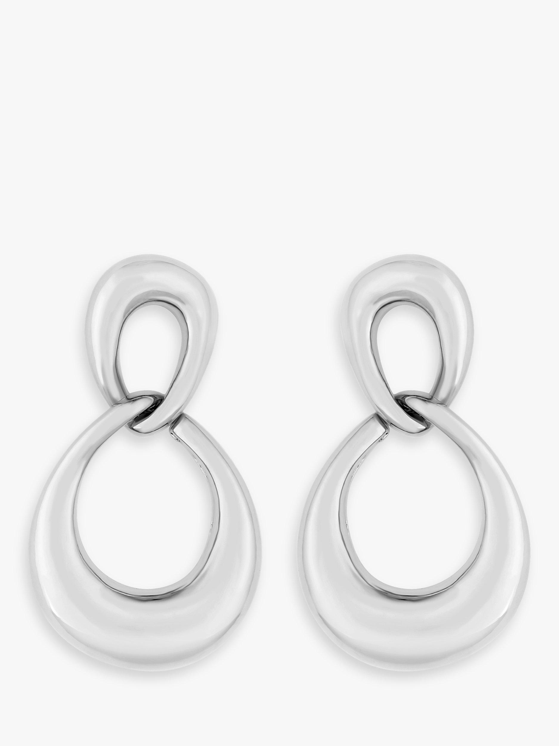 Jon Richard Silver Plated Polish Drop Earrings, Silver