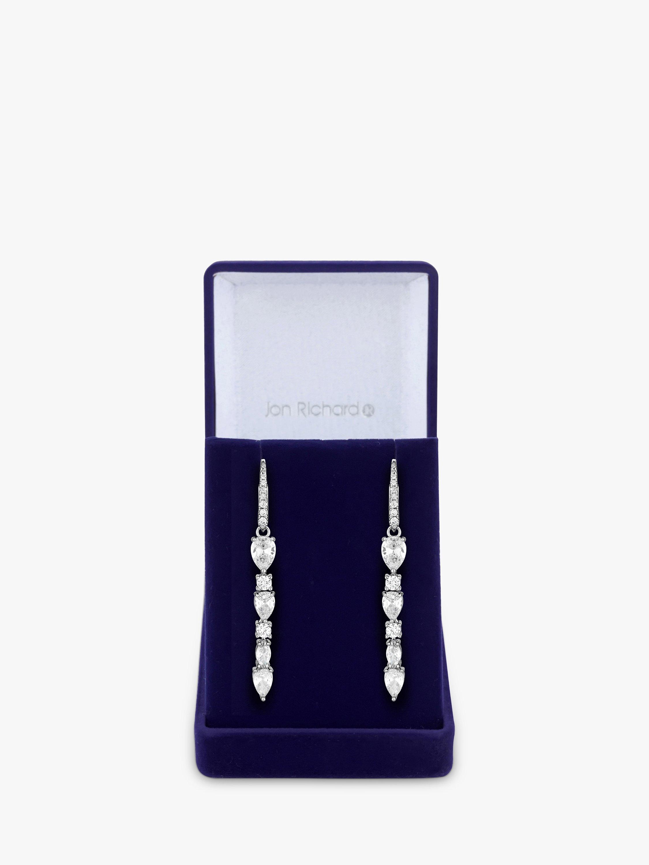 Jon Richard Rhodium Plate Cubic Zirconia Mixed Stone Linear Earrings, Silver