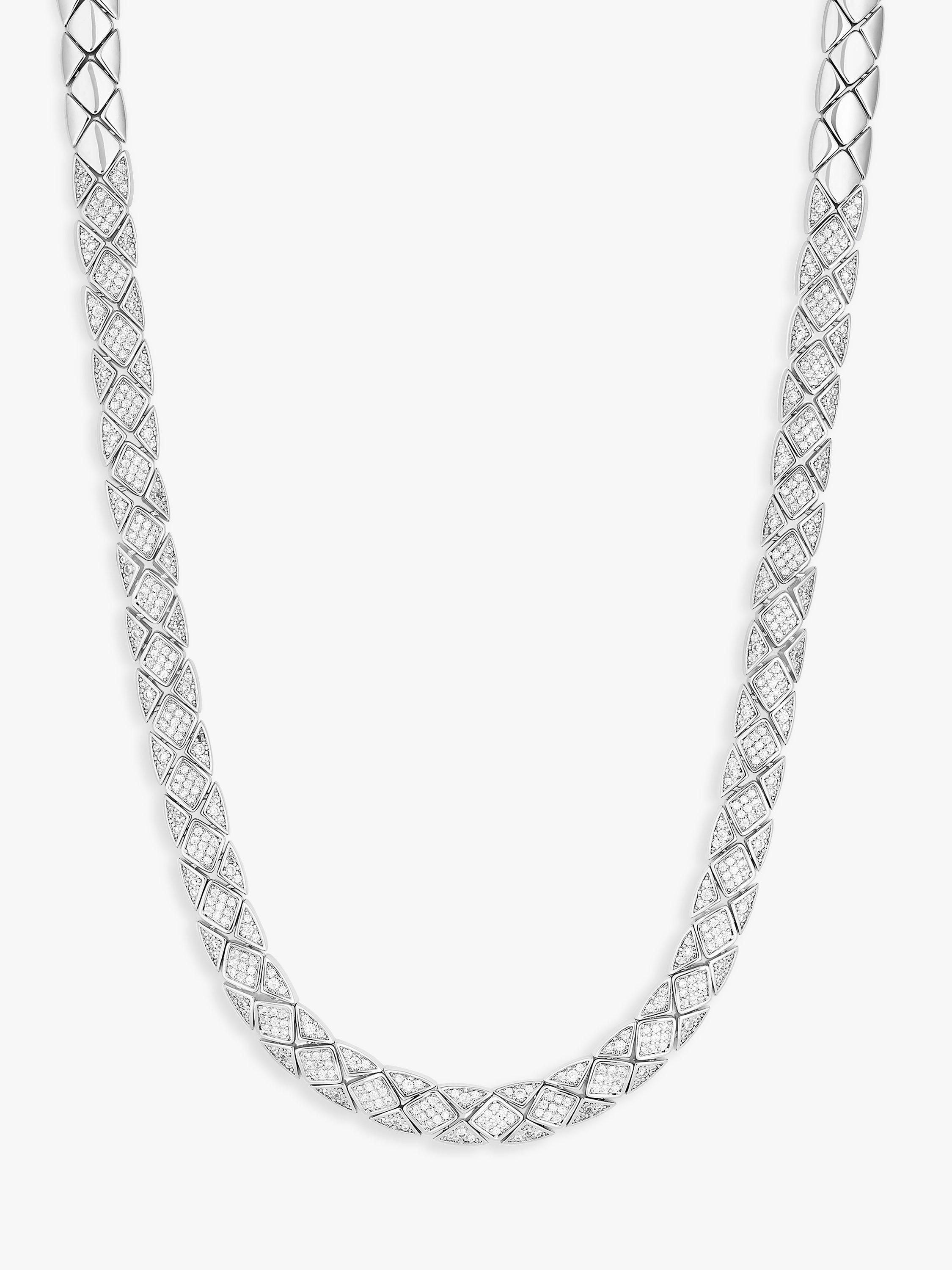 Jon Richard Gate Chain Micro Pave Necklace, Silver