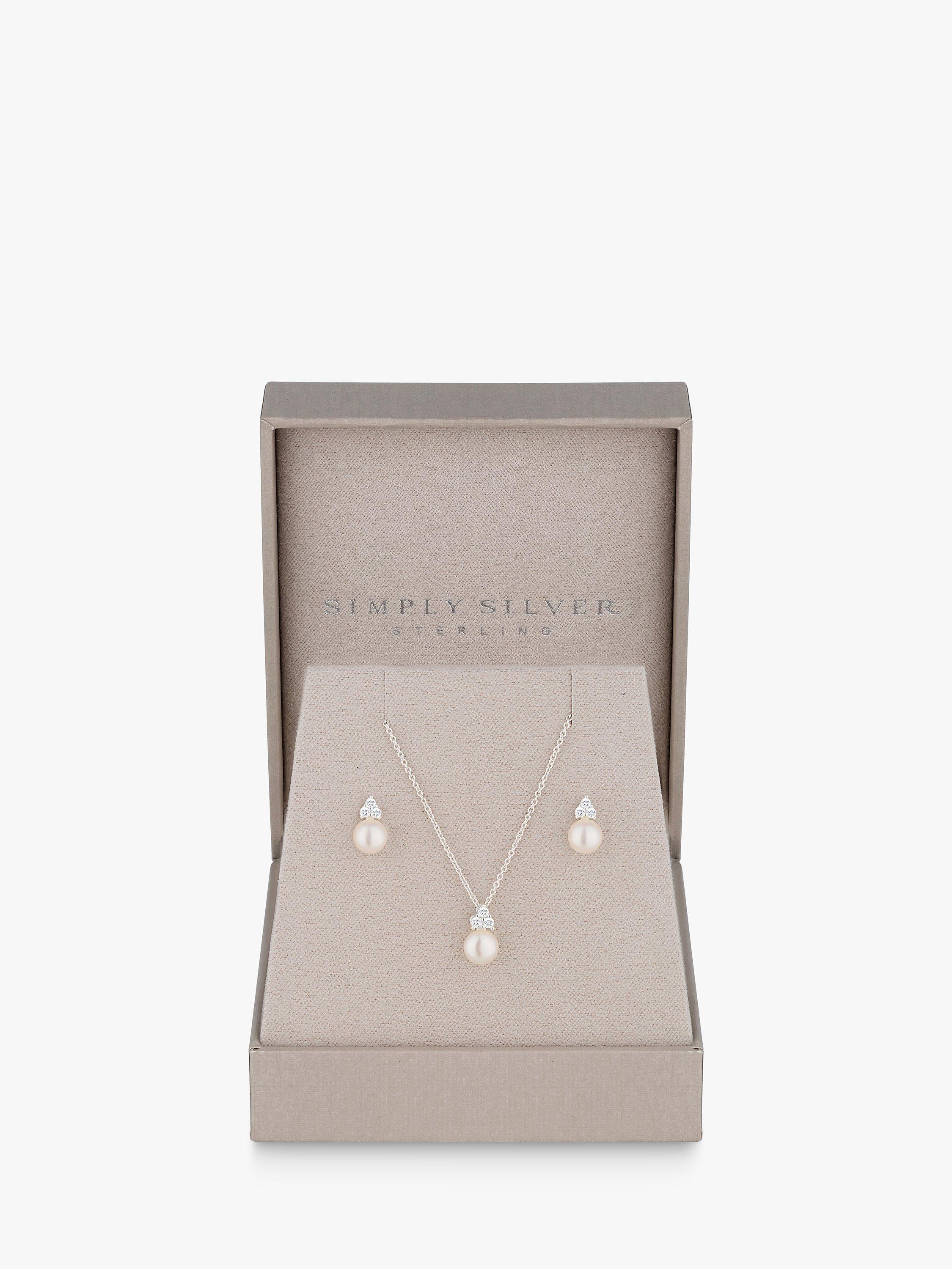 Product image 1 of 2, which shows Simply Silver Freshwater Pearl Jewellery Set, Silver