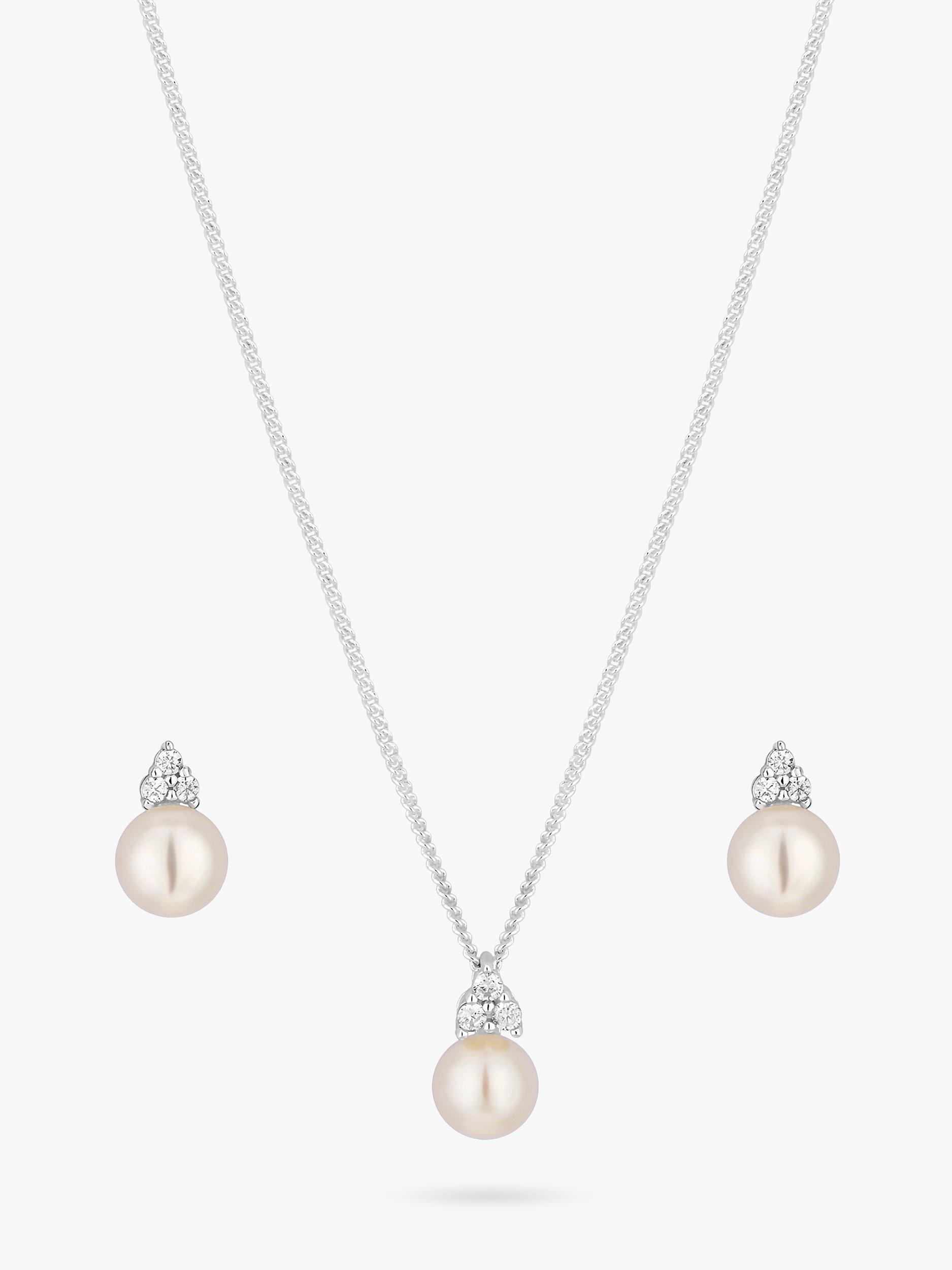Product image 2 of 2, which shows Simply Silver Freshwater Pearl Jewellery Set, Silver