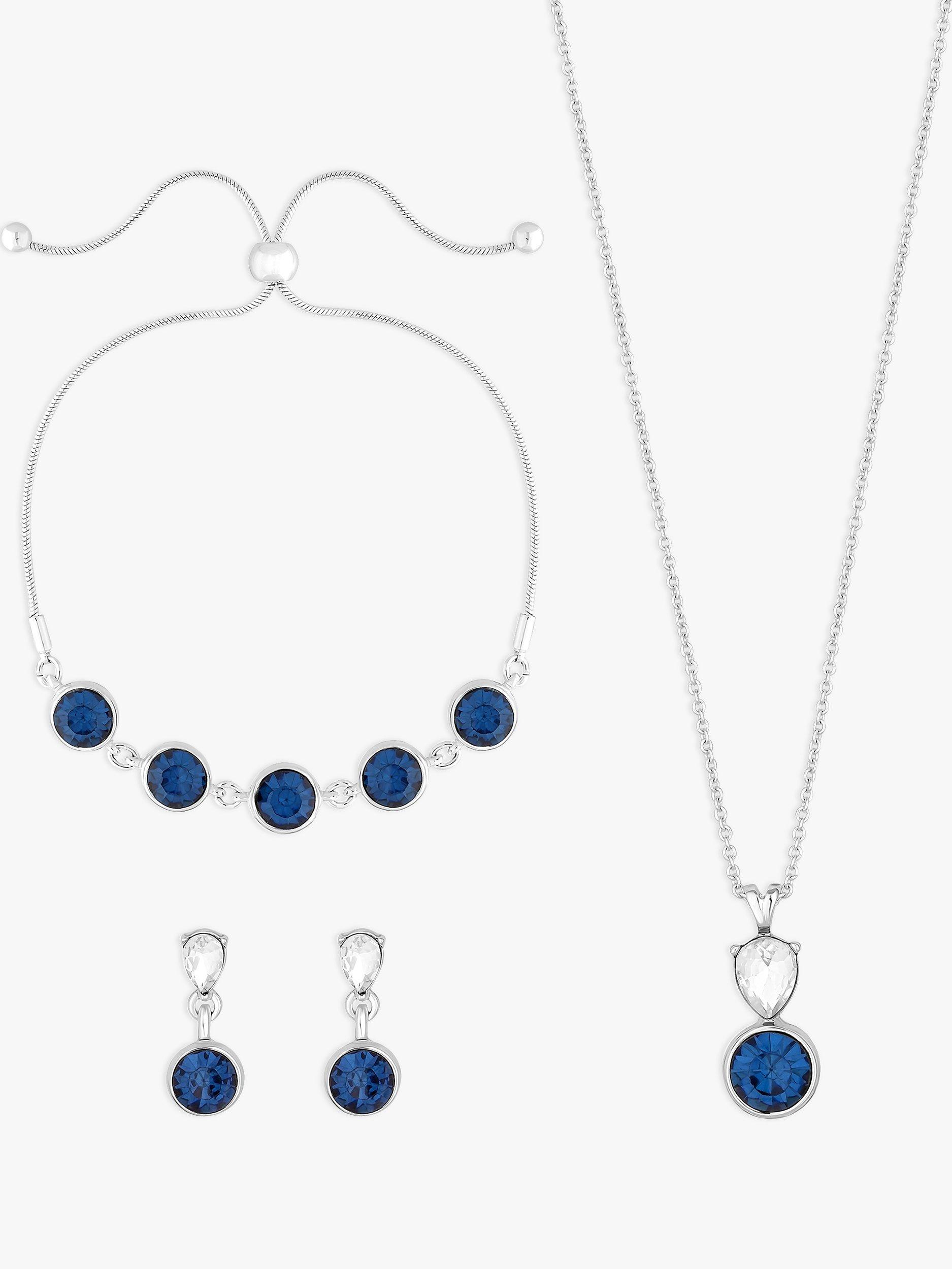 Jon Richard Blue Trio Jewellery Set, Silver