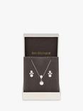 Jon Richard Rhodium Plated And Pearl Necklace and Earrings Set, Silver